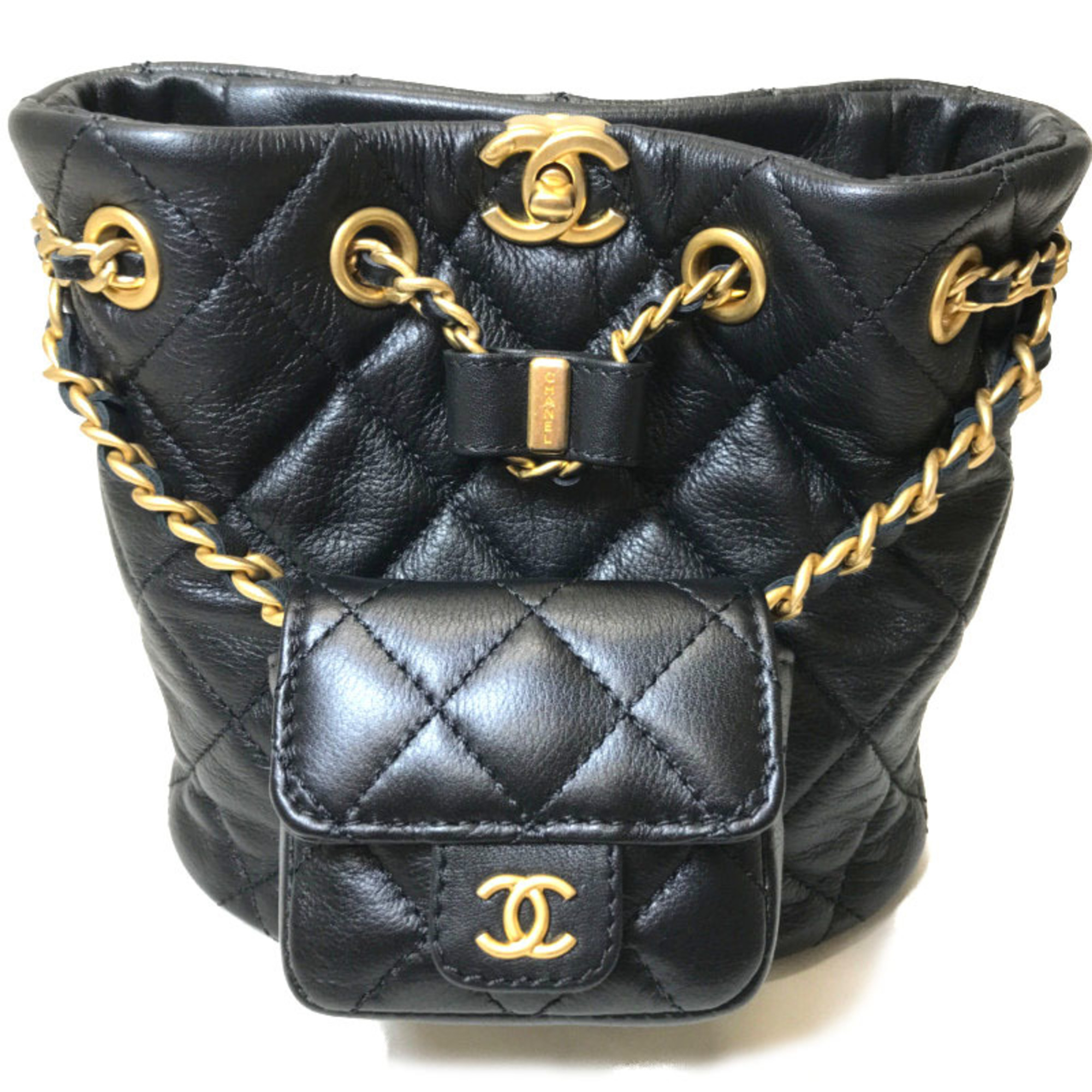 CHANEL Rucksack Backpack Small Matelasse Quilted Leather Black Women's AS3947