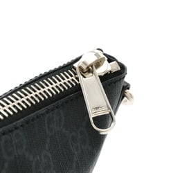GUCCI GG Supreme Web Line Bag Shoulder Clutch PVC Leather Black Grey 474139
