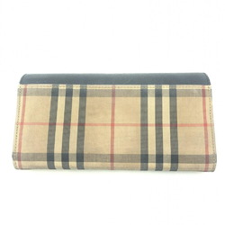 BURBERRY Check & Leather Continental Wallet 8026108 Navy Beige