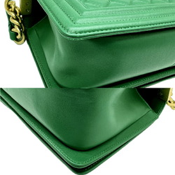 CHANEL Boy Chanel Chain Shoulder Bag 25 Lambskin Green A67086 Women's