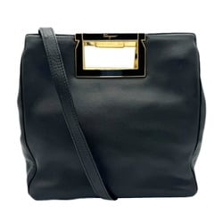 Salvatore Ferragamo Leather Shoulder Bag Black Women's P 21 8239