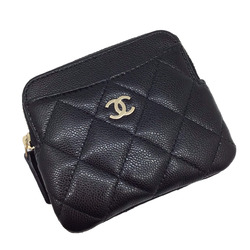 CHANEL Chanel Matelasse Coin Case Wallet Caviar Skin Black Champagne Gold Accessories Leather Goods Compact Women Men Unisex