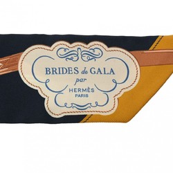 HERMES Twilly BRIDES DE GALA Marine/Beige Dress 063940S Women's 100% Silk Scarf Muffler