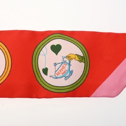 HERMES Twilly TEA TIME Rouge vif/Multicolor - Women's 100% Silk Scarf Muffler