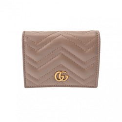 GUCCI GG Marmont Beige GP Hardware 735429 Women's Leather Bi-fold Wallet