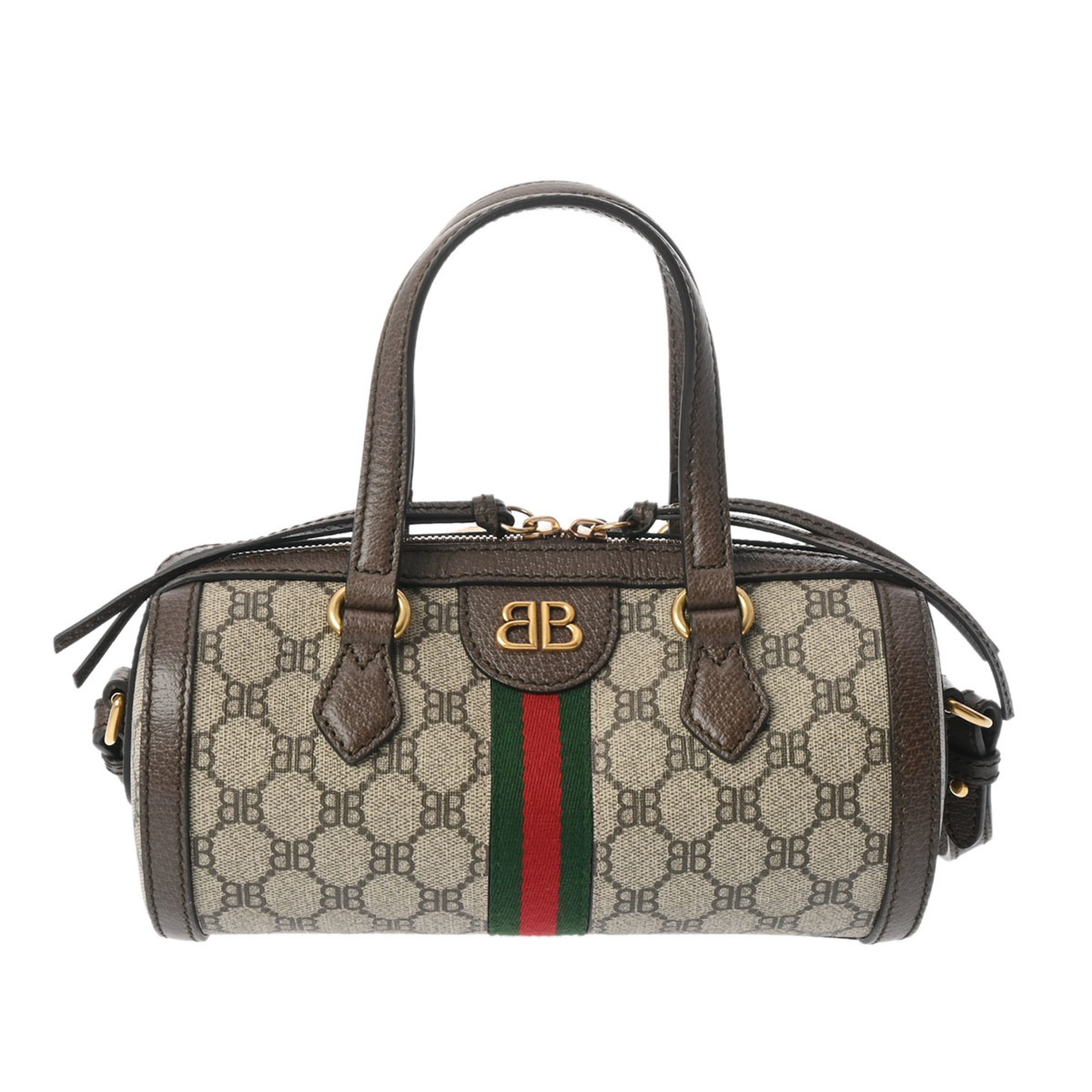 GUCCI Gucci Balenciaga collaboration beige/ebony 680123 women's PVC leather handbag