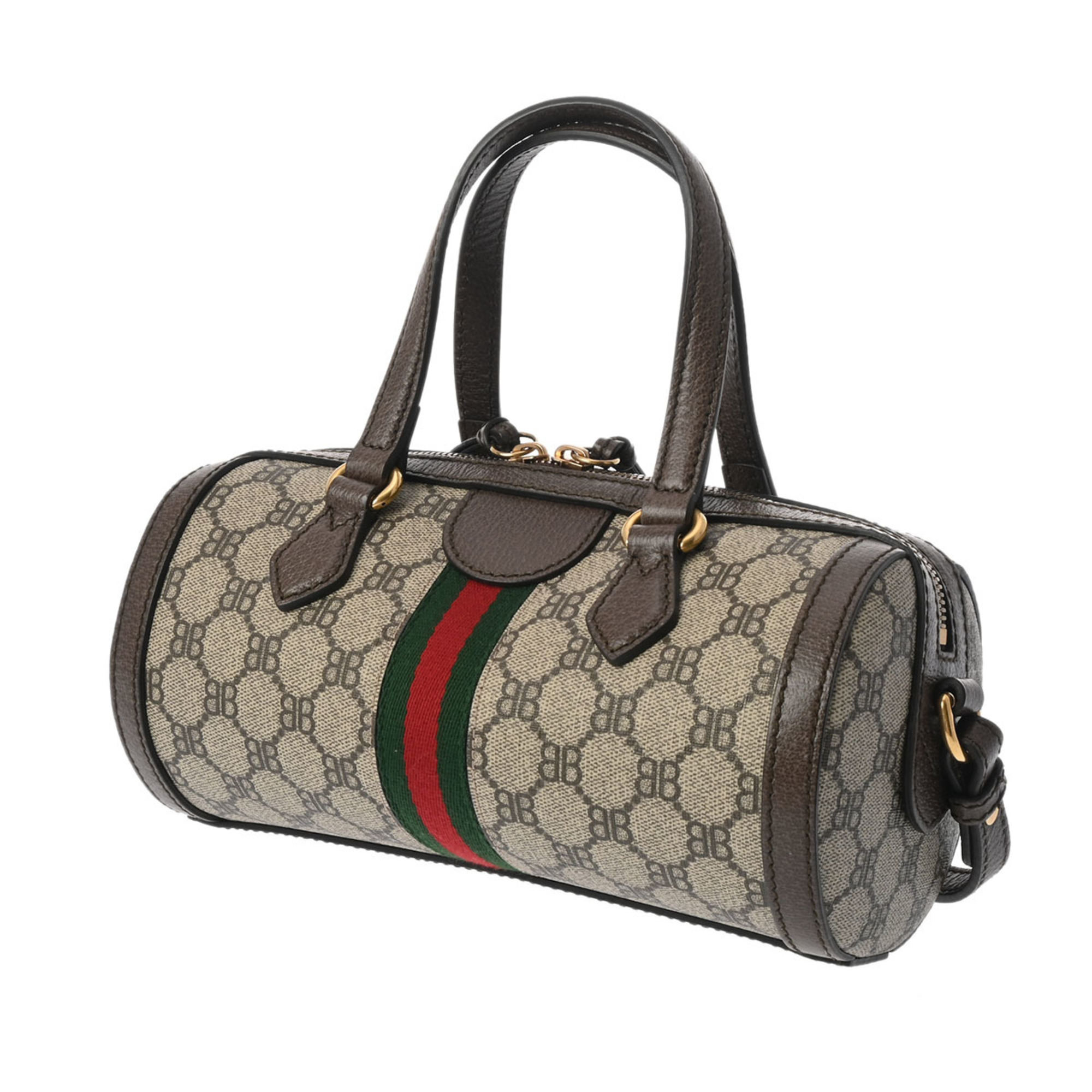 GUCCI Gucci Balenciaga collaboration beige/ebony 680123 women's PVC leather handbag