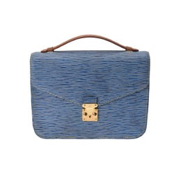 LOUIS VUITTON Louis Vuitton Epi Denim Monogram Reverse Pochette Metis MM Blue M43991 Women's Leather Handbag