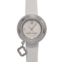 VAN CLEEF & ARPELS Charm Watch VCARO29A00 Women's WG/Leather Wristwatch Quartz Silver Dial