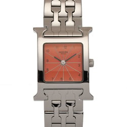 HERMES H Watch HH1.210 Ladies SS Wristwatch Quartz Orange Dial