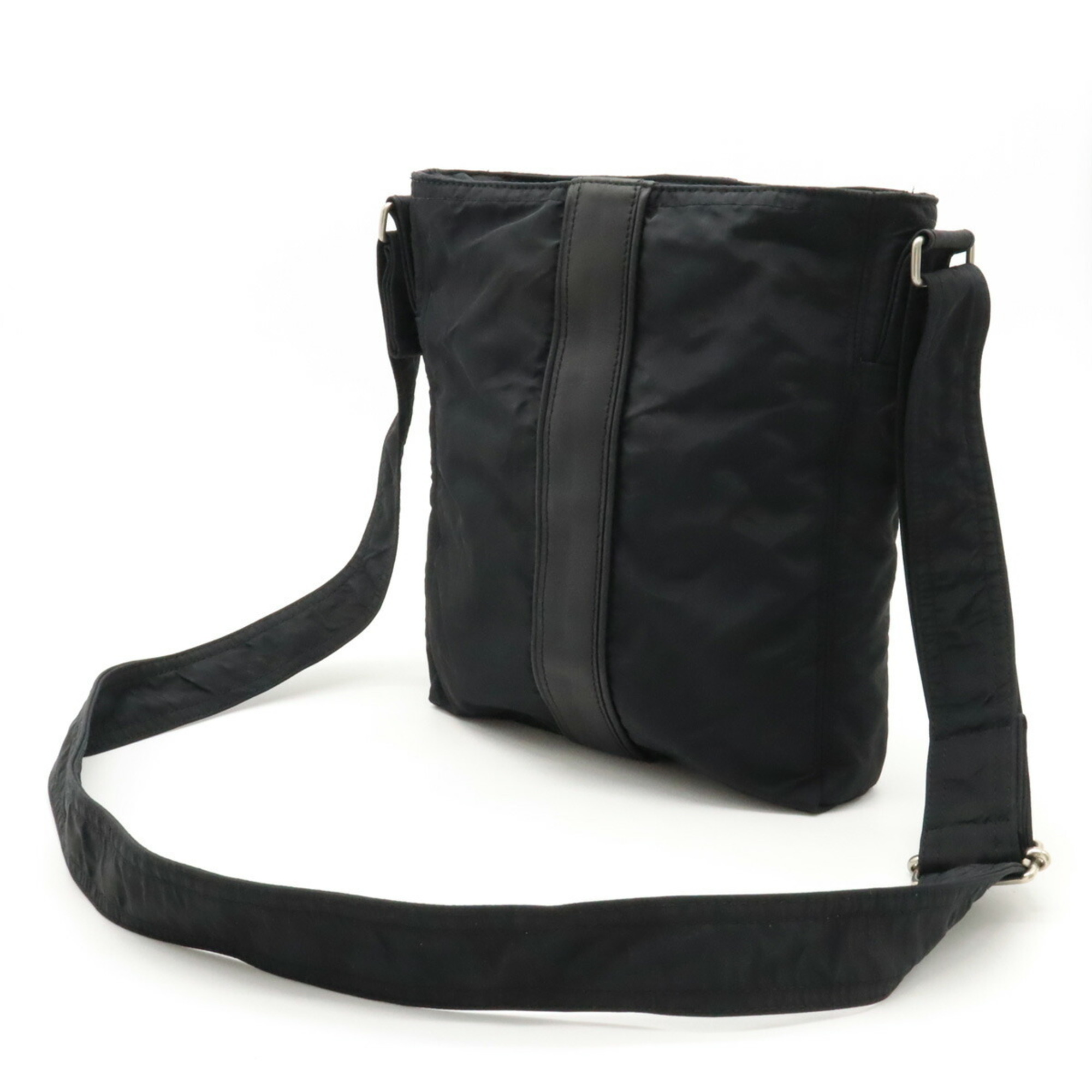 HERMES Acapulco Bandouliere MM Shoulder Bag Pochette Nylon Leather Black