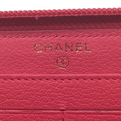 CHANEL Chanel Round Pink Coco Mark CC Logo Champagne Gold Zippy Wallet Long Leather Goods SLG Women's