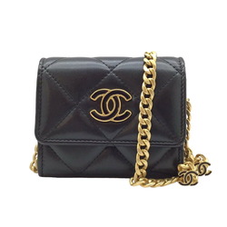 CHANEL Chanel 19 Chain Clutch AP2522 Bag Lambskin Black Compact Leather Goods Shoulder Accessory Wallet Women Men
