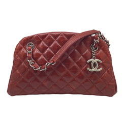 CHANEL Chanel Matelasse Chain Bag Handbag Aged Calf Leather Red Women's