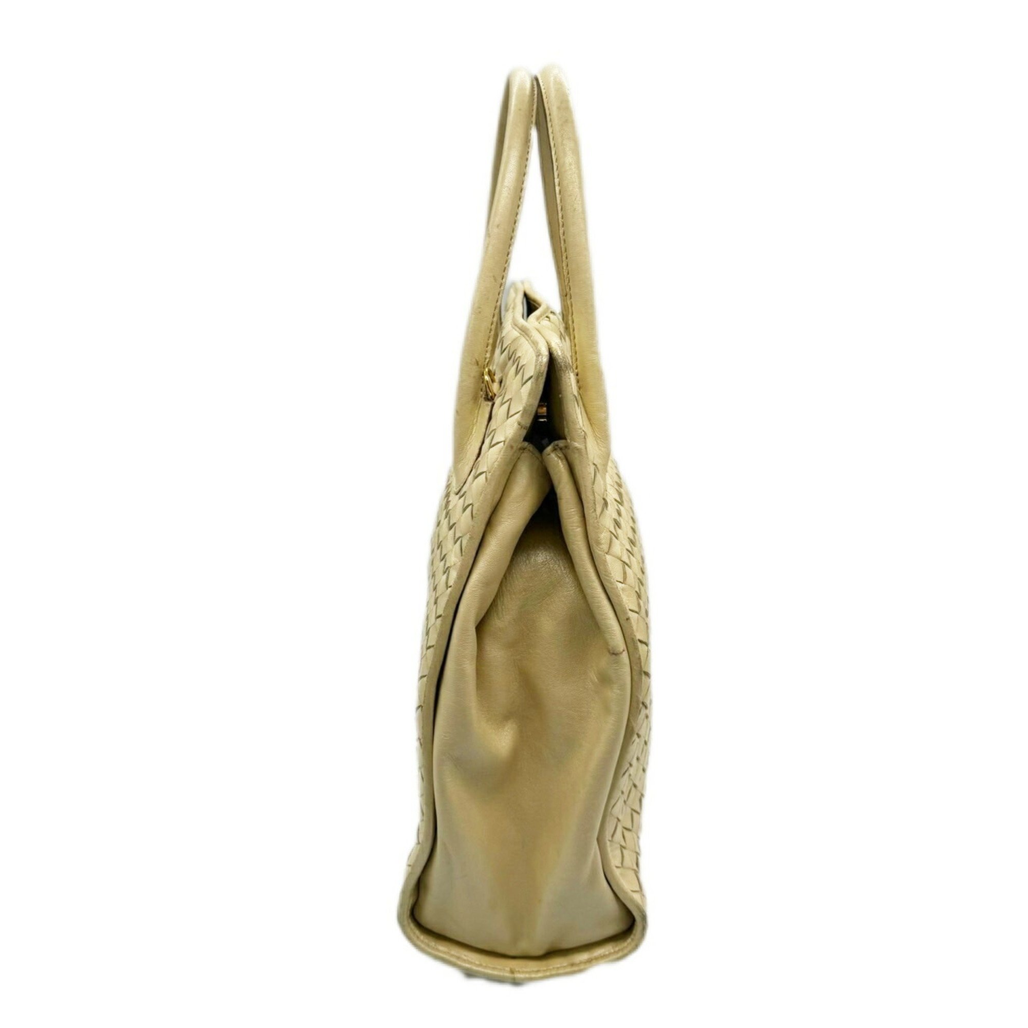 BOTTEGA VENETA Shoulder Bag Old Intrecciato Champagne Gold Ivory Women's Men's