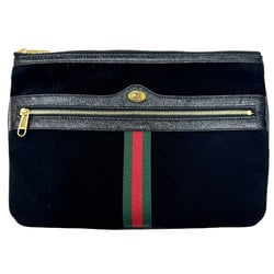 GUCCI Ophidia Clutch Bag Sherry Line 517551 Suede Leather Black Men's Women's