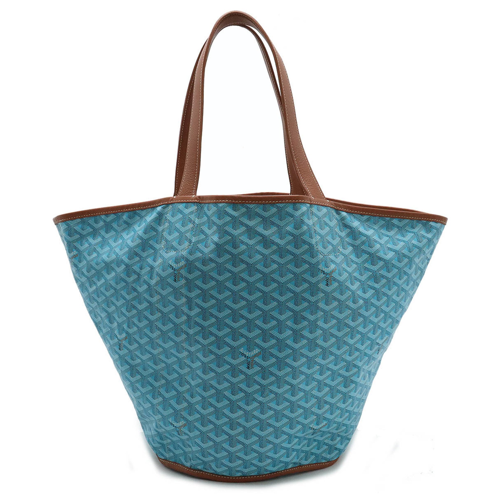 GOYARD Bellara Tote Bag Shoulder Beach Reversible Canvas Toile Goyard Leather Natural Blue