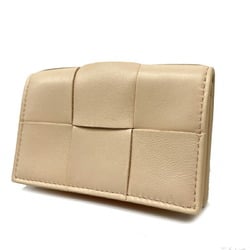 BOTTEGA VENETA Bottega Veneta Card Case Business Holder Pink Beige Small Items Leather Intrecciato Women's