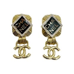 CHANEL Chanel Earrings Coco Mark D21A Rhinestone Gold Black Women's