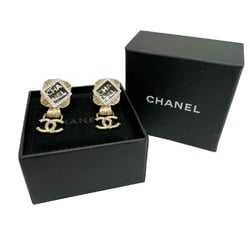 CHANEL Chanel Earrings Coco Mark D21A Rhinestone Gold Black Women's