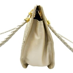 BOTTEGA VENETA Shoulder Bag, Old Intrecciato, Champagne Gold, Ivory, G Hardware, Women's