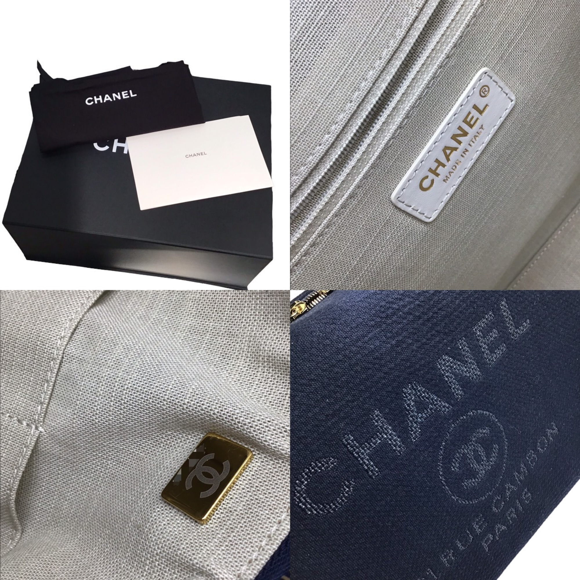 CHANEL Deauville Bowling Bag AS4166 Navy Champagne Gold Handbag Shopping Women's Men's Unisex