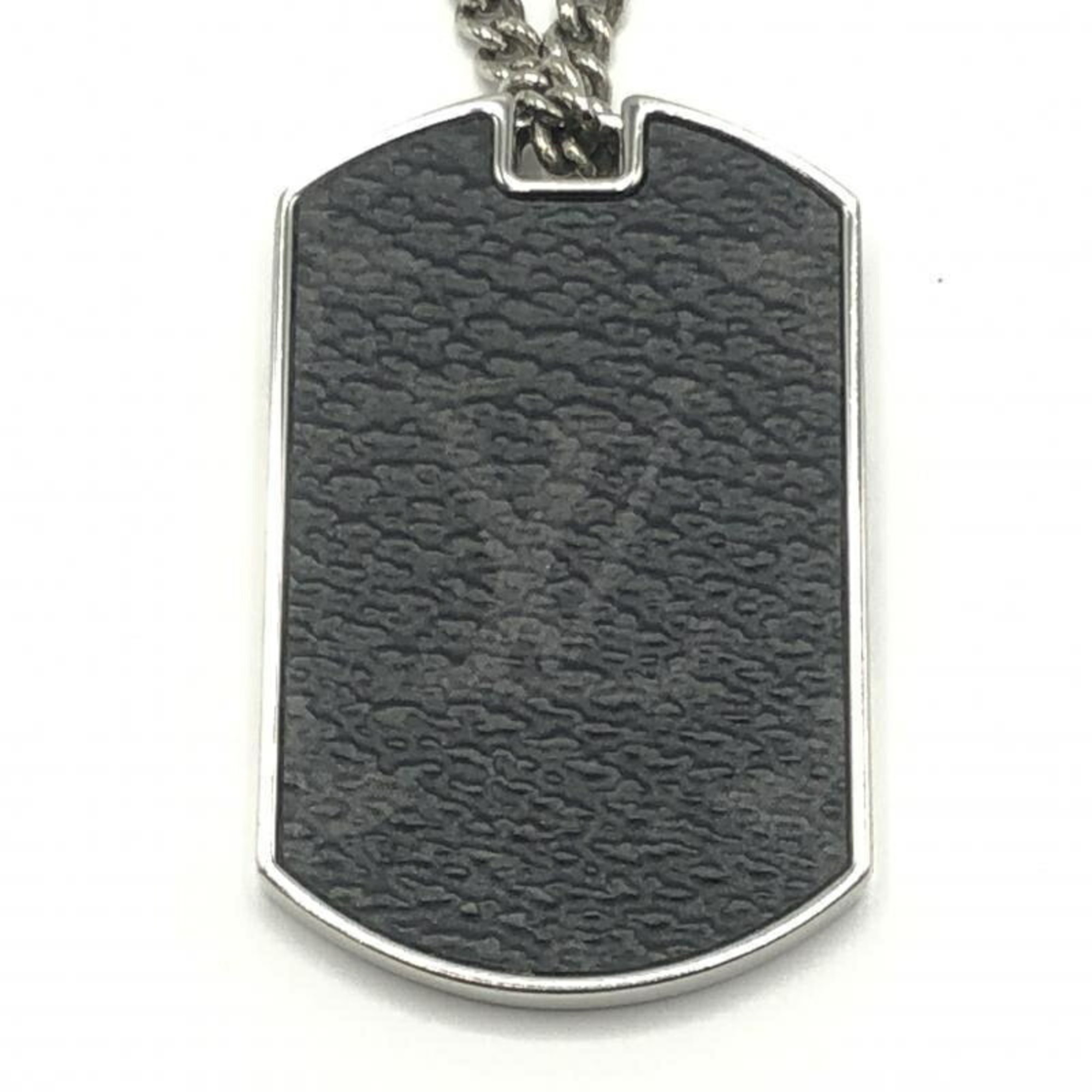 LOUIS VUITTON Necklace Plaque Monogram Eclipse M63640 Silver Color Black Louis Vuitton