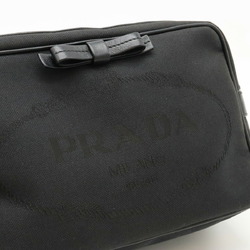 PRADA Jacquard Ribbon Shoulder Bag Canvas Leather NERO Black Purchased at a domestic outlet 1BH089