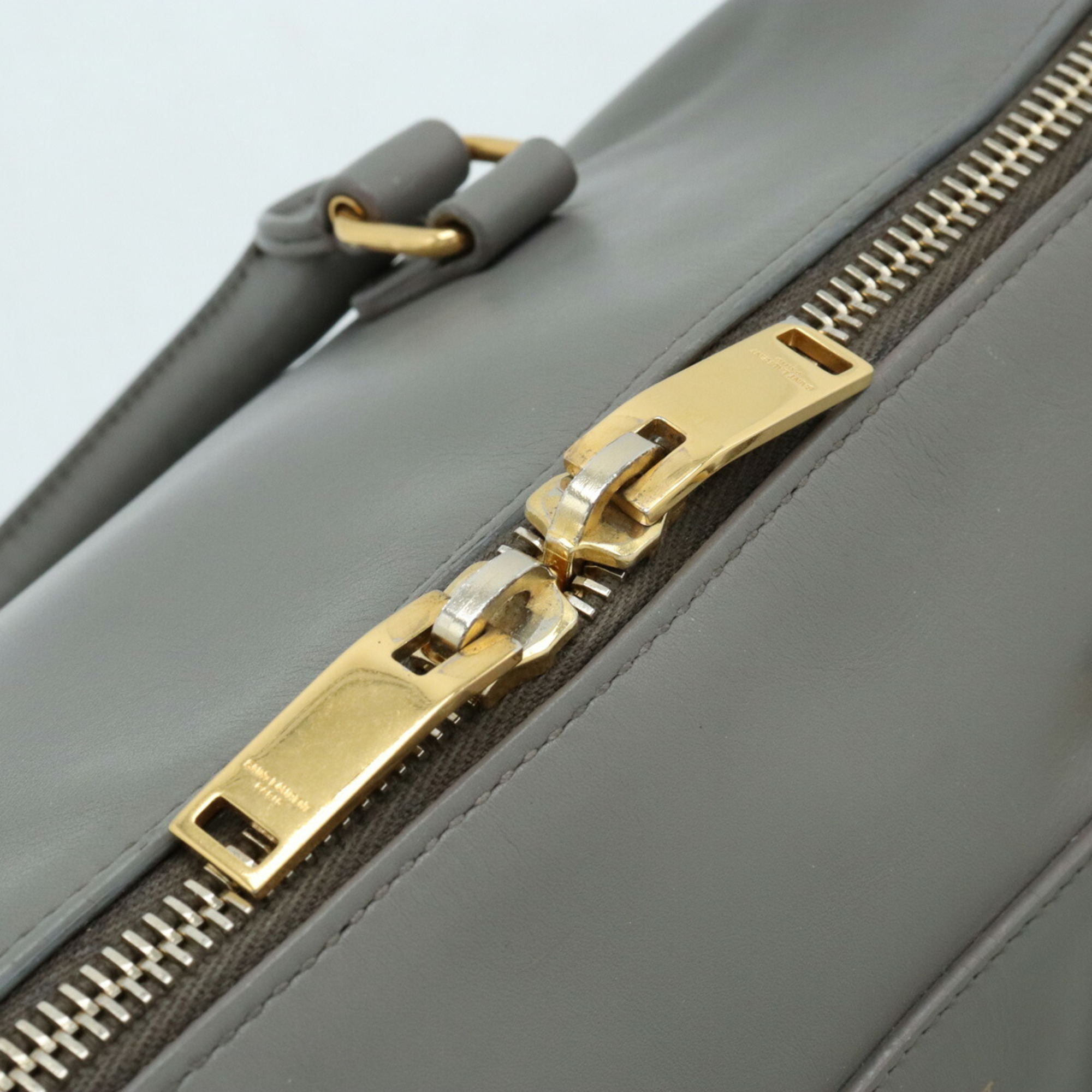 SAINT LAURENT PARIS YSL Yves Saint Laurent Baby Duffle Handbag Leather Grey 330958