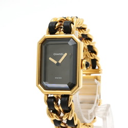 CHANEL Premiere M size GP leather ladies watch gold H0001