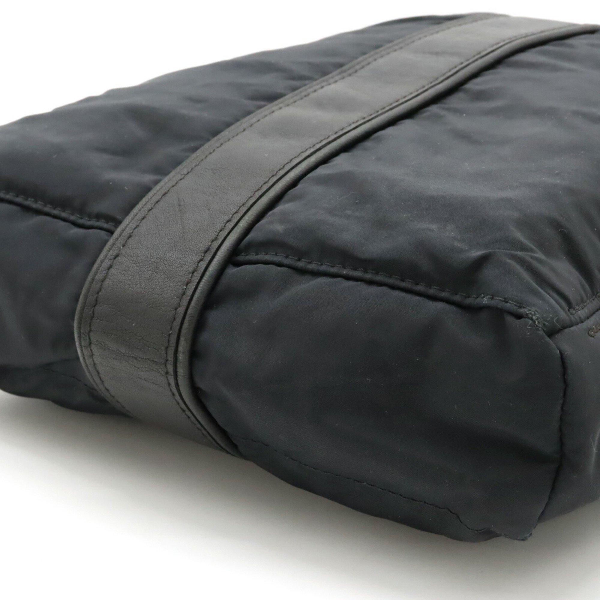 HERMES Acapulco Bandouliere MM Shoulder Bag Pochette Nylon Leather Black