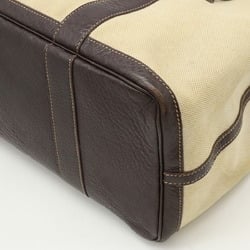 HERMES Garden PM Tote Bag Handbag Toile H Canvas Leather Khaki Beige Dark Brown Stamp
