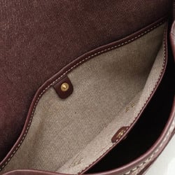 CELINE Paris Macadam Shoulder Bag Studs Denim Canvas Leather Bordeaux