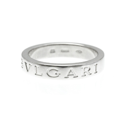 Bvlgari Double Logo White Gold (18K) Fashion Diamond Band Ring Silver