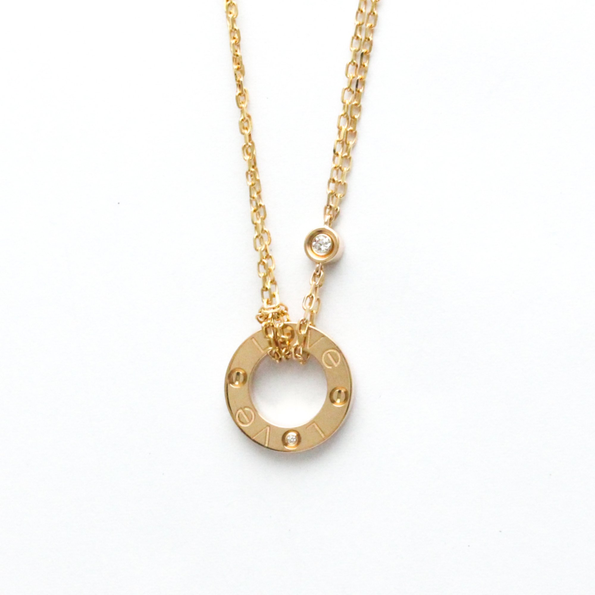 Cartier Love Circle Necklace B7224509 Pink Gold (18K) Diamond Men,Women Fashion Pendant Necklace Carat/0.03 (Pink Gold)