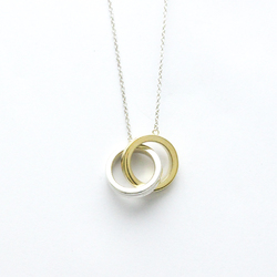 Tiffany Interlocking Necklace Silver 925,Yellow Gold (18K) No Stone Men,Women Fashion Pendant Necklace (Gold,Silver)