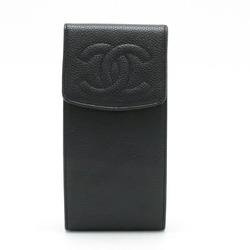 CHANEL Coco Mark Mobile Case Pen Glasses Multi-Case Caviar Skin Leather Black