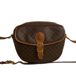 CELINE Macadam Blason Leather Shoulder Bag Pochette Brown 33402
