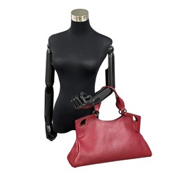 CARTIER Marcello Must Line Leather Handbag Tote Bag Bordeaux 30115