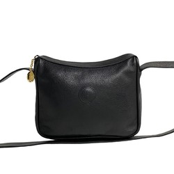 GUCCI Old Gucci GG Charm Metal Fittings Leather Shoulder Bag Pochette Black 626-2