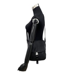 PRADA Prada Triangle Metal Fittings Nylon Leather Shoulder Bag Pochette Black 28828