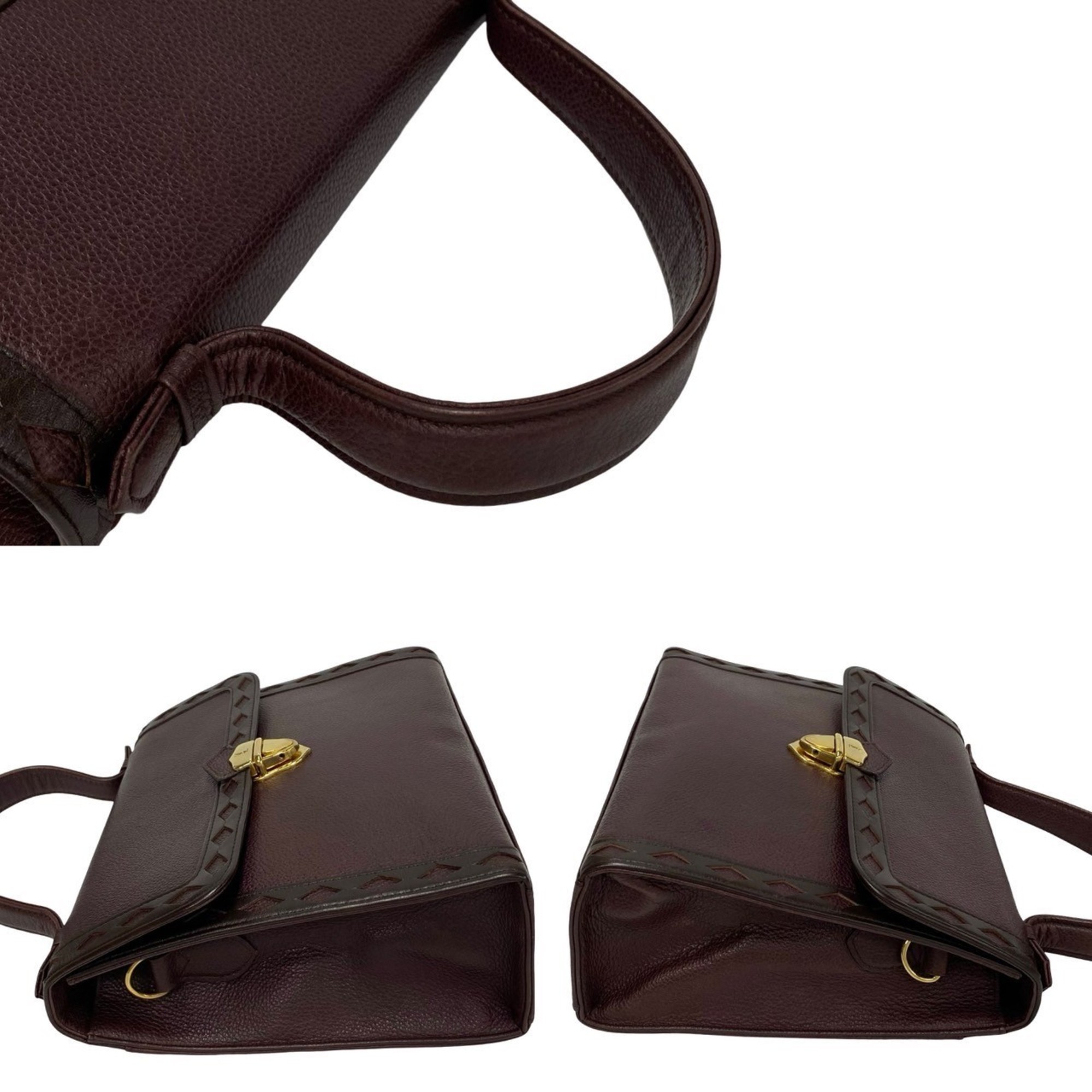 YVES SAINT LAURENT Metal fittings cut-out leather 2way shoulder bag handbag black 99528