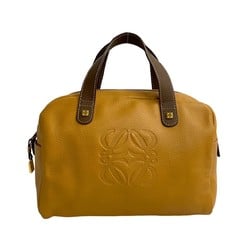 LOEWE Anagram Leather Handbag Boston Bag Tote Brown 17741