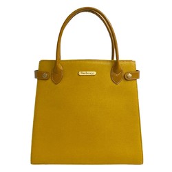 Burberrys Nova Check Leather Handbag Tote Bag Yellow 28111