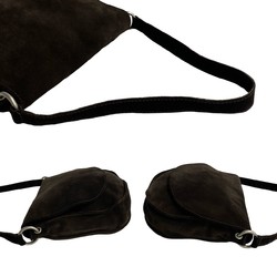 BOTTEGA VENETA Bottega Veneta Suede Leather Semi One Shoulder Bag Handbag Brown 37854