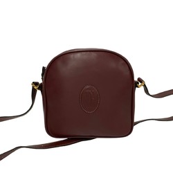 CARTIER Must Line Leather Shoulder Bag Pochette Sacoche Bordeaux 56428