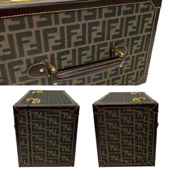 FENDI Zucca pattern FF canvas leather box handbag vanity bag 27149