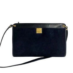 Christian Dior metal fittings suede leather shoulder bag pochette navy 30904