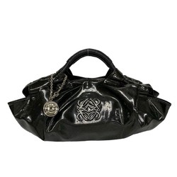 LOEWE Nappa Aire Anagram Charm Enamel Handbag Tote Bag Black 2109-3