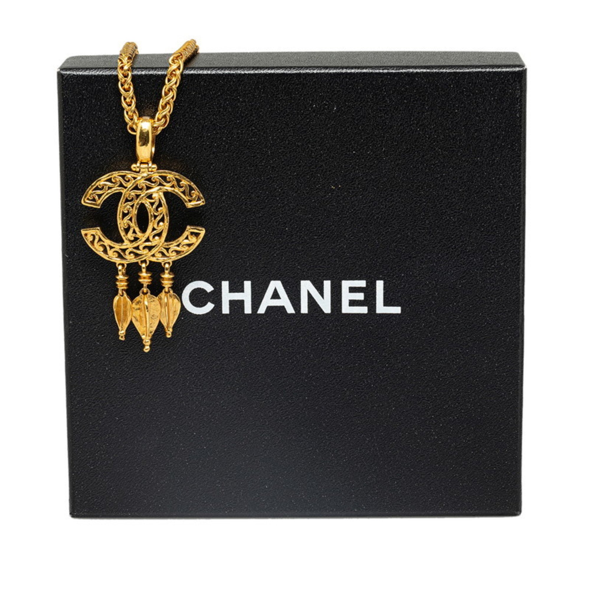 Chanel Coco Mark Swing Necklace Gold Plated Women's CHANEL